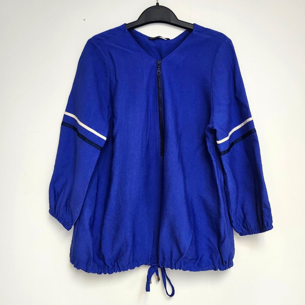 Peruzzi Women's Dark Blue Top W/Drawstring, Elastic Cuffs & Zipper Size 36 & 38